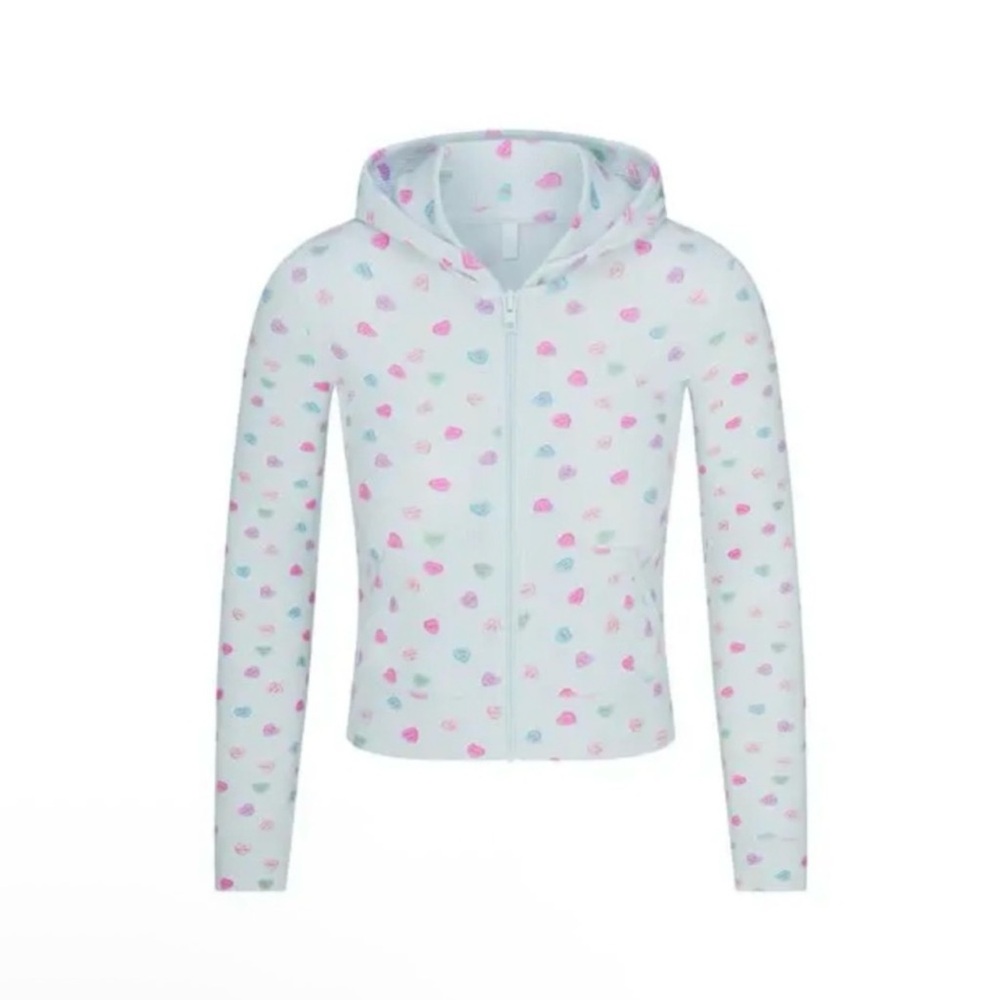 Skims soft Lounge zip up hoodie valentines Cloud Candy Heart Print XL